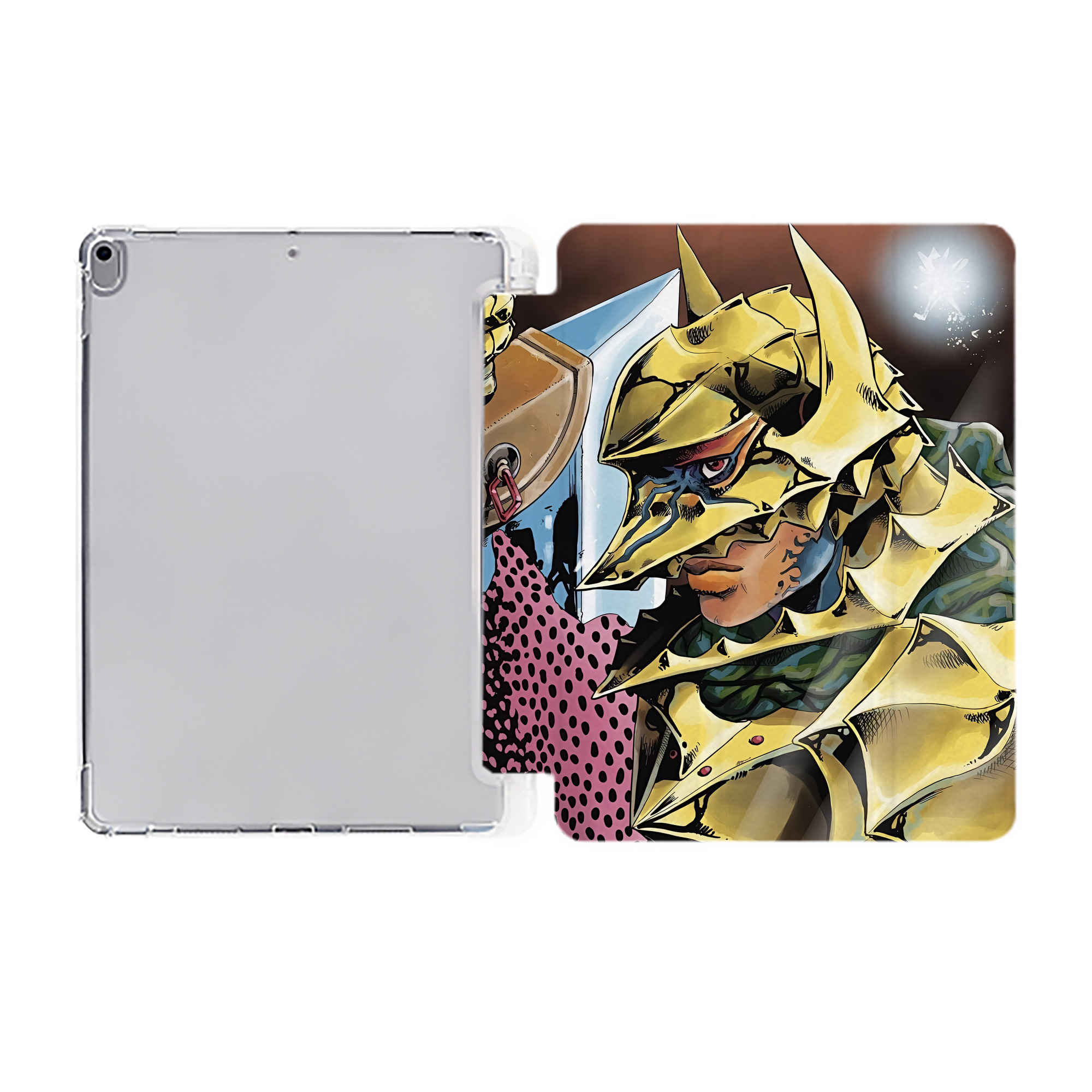 （画像用） 北斗の拳 Fist of the North Star IPad ケース ペン収納付き 三つ折りスタンド PUレザー×シリコン 対応機種9.5/10.5/10.9インチ